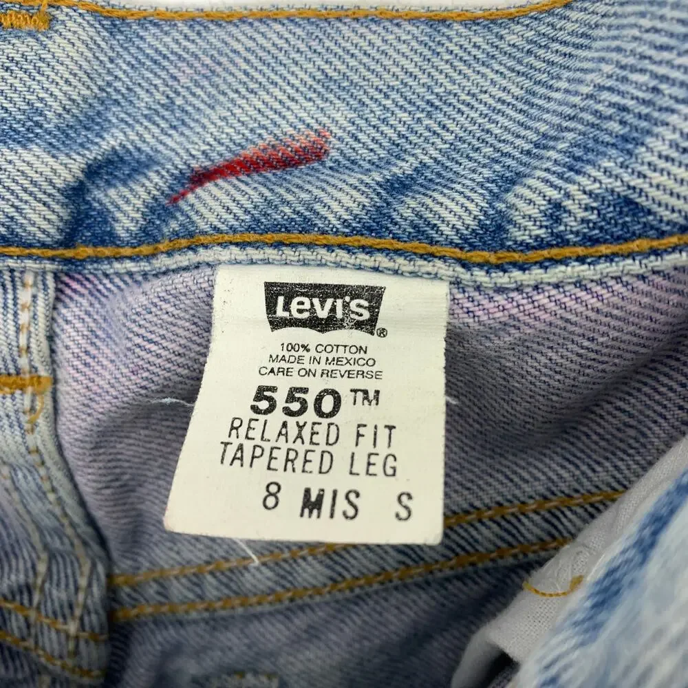 Vintage Upcycled Levis 550 Cut Off Denim Shorts Womens Sz 28